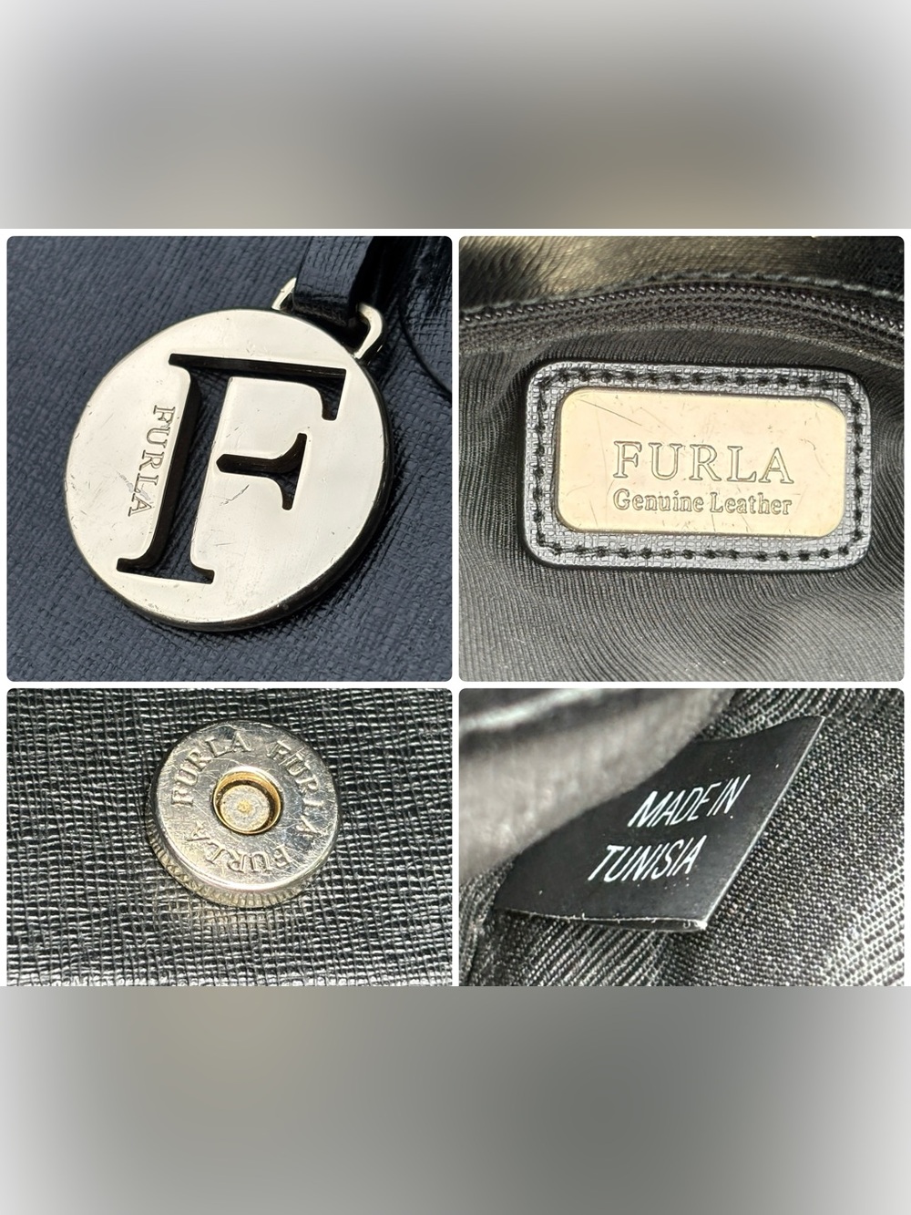 Furla Black Leather Satchel Handbag EUC - Picture 4 of 16